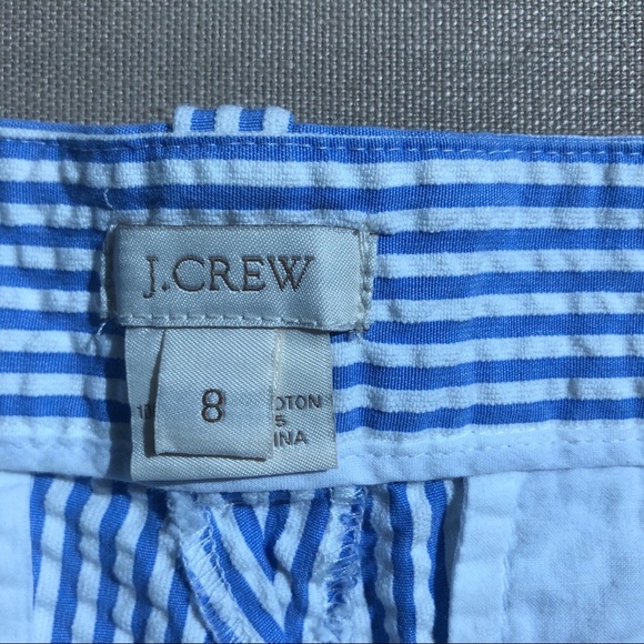 J Crew Blue White Seersucker Shorts Size 8 - Picture 3 of 5